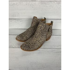 Lucky Brand Women's 7.5 Brown Cheetah Animal Print Leather Zip Up Basel Booties